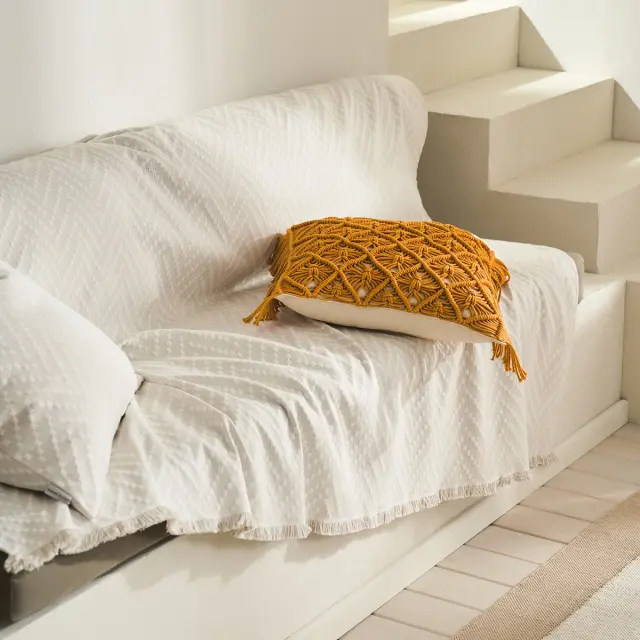Μαξιλαροθήκη 43x43cm GOFIS HOME Sahara Rattan Yellow 193 2
