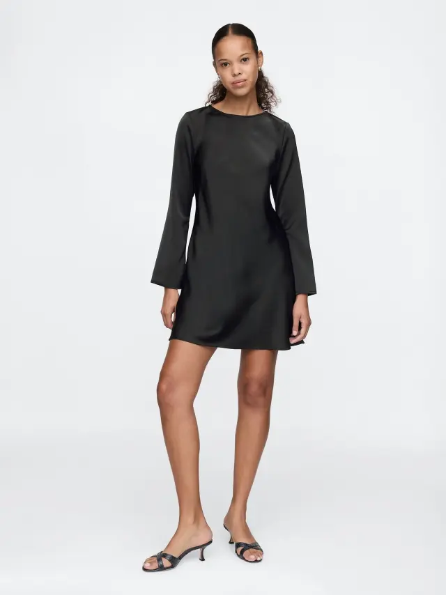 Μαύρο Ανακυκλωμένο Satin Mini Φόρεμα True black