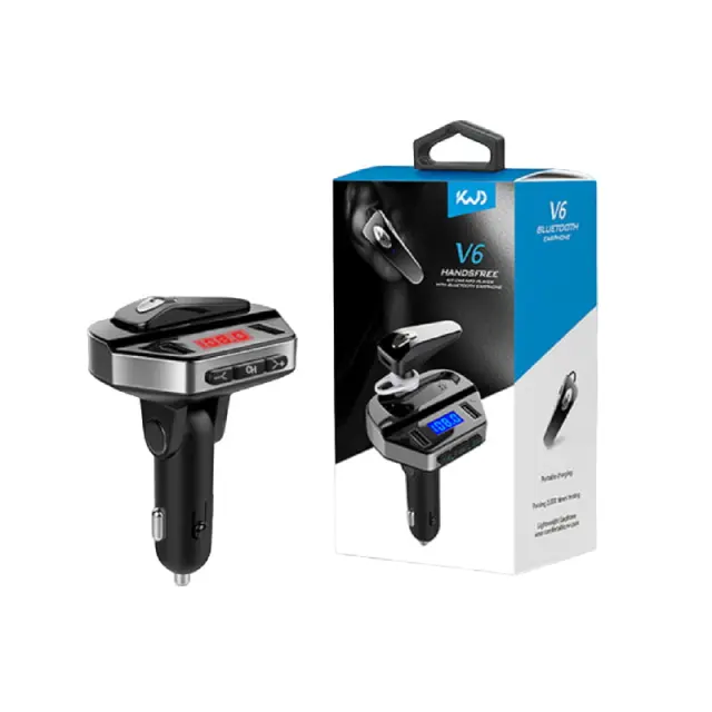 Φορτιστής Αυτοκινήτου Bluetooth με Ακουστικό V6 BT - Handsfree Car Kit FM 68170