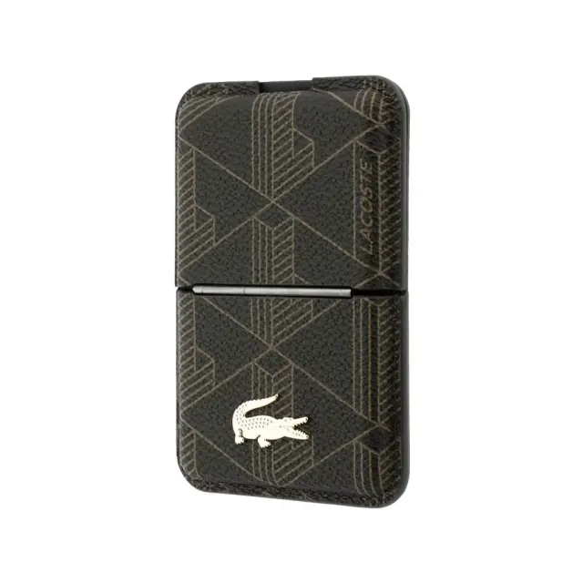 Lacoste PVC Blend Monogram Petit Pique MagSafe Wallet with Stand Brown 3