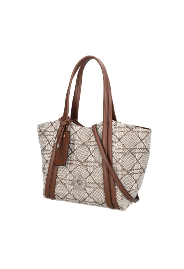 LE PANDORINE - Vicky Texture Shopping Bag with Brown Decorative Tag 2