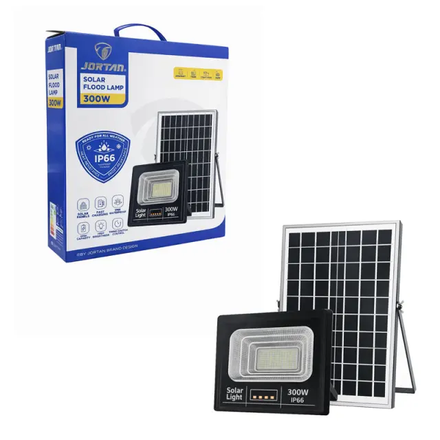 Jortan Ηλιακός Προβολέας Με Τηλεχειριστήριο LED 300W IP66- Solar Flood Lamp 0274029