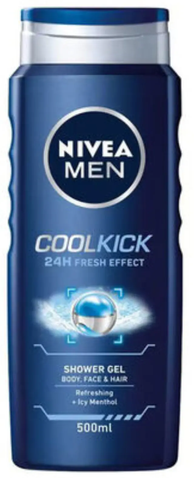 Nivea Men Cool Kick 24h Fresh Effect 3in1 Shower Gel Aνδρικό Αφρόλουτρο για Σώμα, Πρόσωπο & Μαλλιά, 500ml