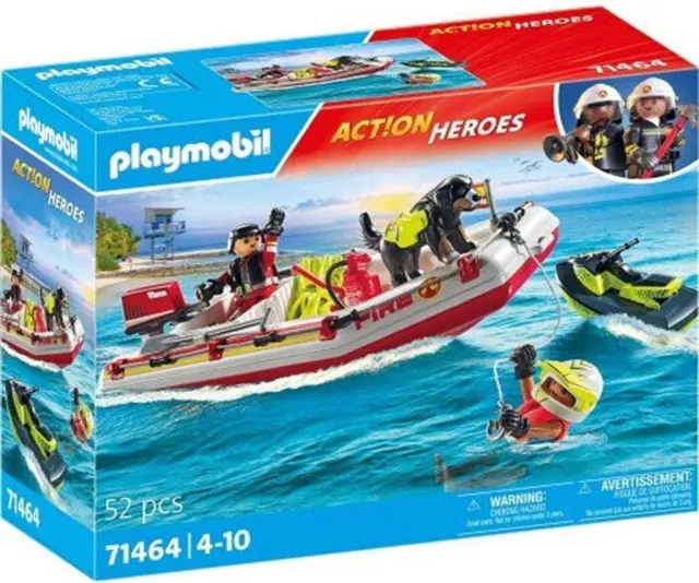 Playmobil City Action - Φουσκωτό σκάφος Πυροσβεστικής με θαλάσσιο scooter / 71464 (Playmobil)