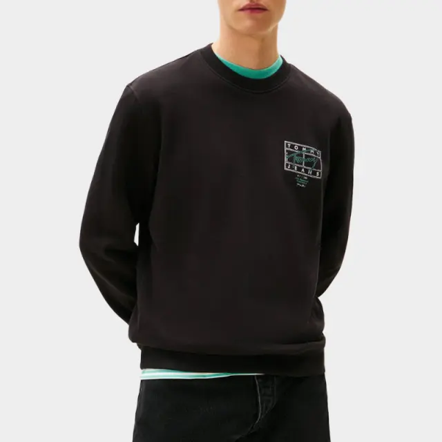 Tommy Hilfiger - Ανδρικό Φούτερ Tjm Entry Dna Play Regular Fit DM0DM22366-BDS Μαύρο - 3XL