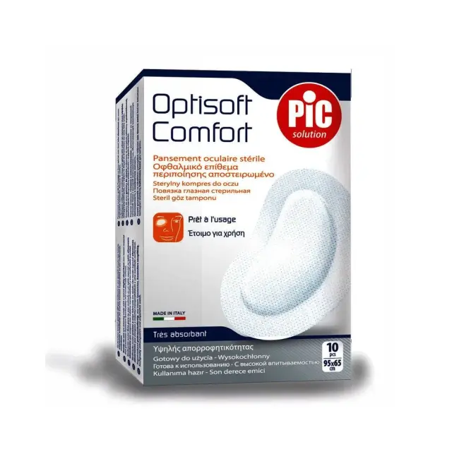 PIC SOLUTION Optisoft Comfort Αποστειρωμένο Οφθαλμικό Επίθεμα 95mm x 65mm, 10τμχ
