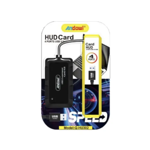 Andowl USB Hub 4 Θυρών USB 3.0 σε Μαύρο Χρώμα Q-HU302