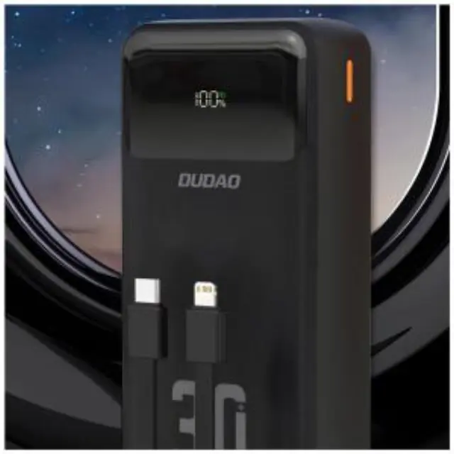 Φορτιστής Ανάγκης Dudao K15Max 22.5W 30000mAh PD QC με 2 Ενσωματωμένα Καλώδια Μαύρο N71367 2