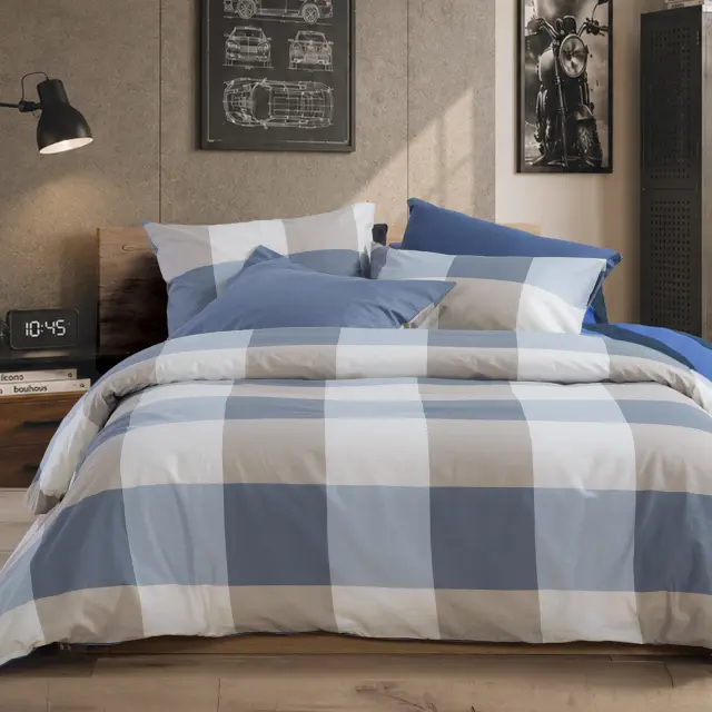 Nef-Nef Homeware Παπλωματοθήκη Casual Check Σετ Υπέρδιπλη 240x230 Denim 2