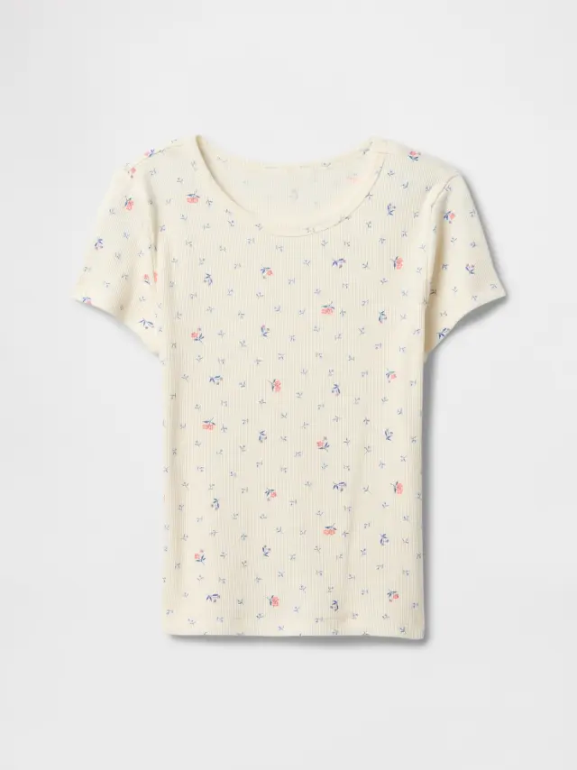 Άσπρη Μπλούζα Κοντομάνικη Παιδική white floral print