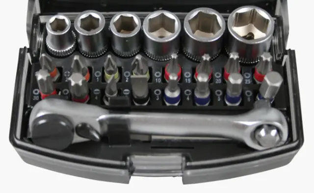 Bit - socketset + ratchet color profi 24 pieces