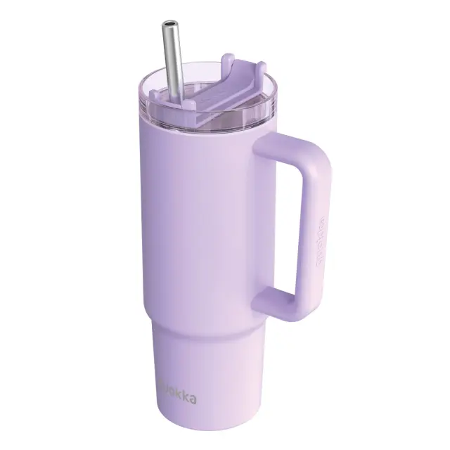 Quokka Κούπα Θερμός Ανοξείδωτο BPA Free 950 ml Purple με Καλαμάκι και Λαβή -40035