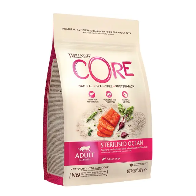 Wellness Core Sterilised Ocean Ξηρά Τροφή Γάτας με Σολομό Χωρίς Σιτηρά 300gr