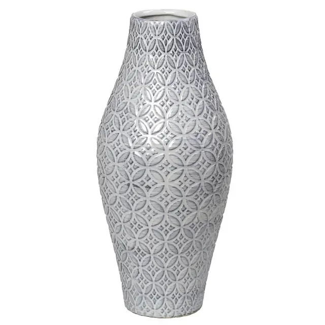 Βάζο κεραμικό γκρι ανάγλυφο 19x19x44,5cm Espiel CER2319