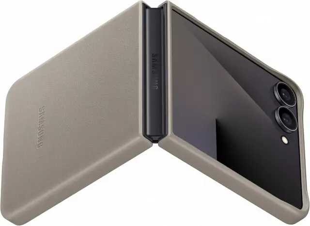 Samsung Kindsuit Case EF-VF766 for Galaxy Z Flip7, Smartphone Cover, Protective Case, Leather Look, Scratch-Resistant, Taupe 2