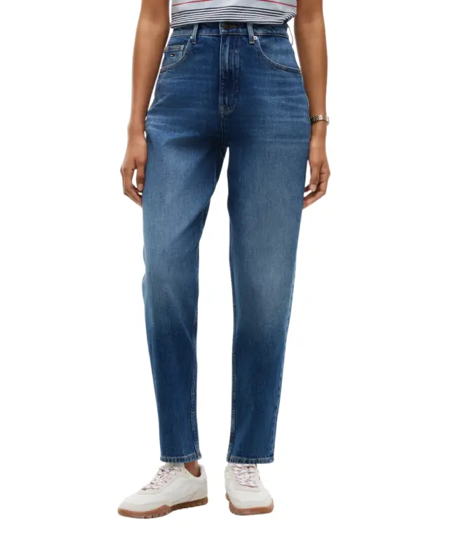 Tommy Hilfiger - Γυναικείο Ψηλόμεσο Παντελόνι Τζιν High Rise Tapered Mom Fit DW0DW23513-1BK Μπλε