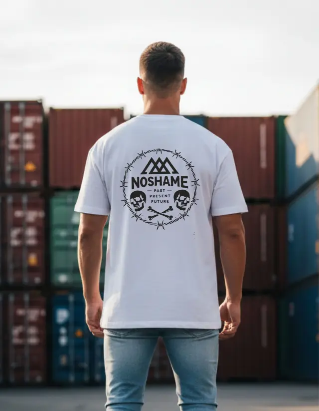 T-shirt Noshame® Oversized Λευκό με τύπωμα - 142656 - XXL