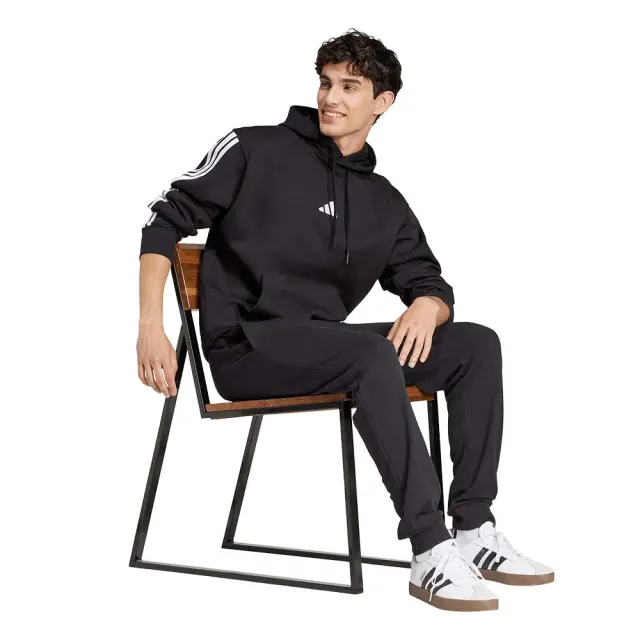 adidas Sportswear Men's 3Stripes Fleece Hoodie. Μαύρο - Άσπρο JE6297 (adidas Sportswear) 3