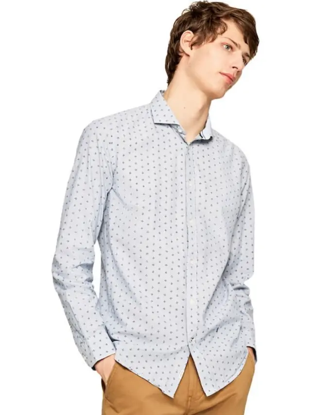 PEPE JEANS ANDREWI PRINTED ΠΟΥΚΑΜΙΣΟ ΑΝΔΡIKO- PM306454-0AA BLUE