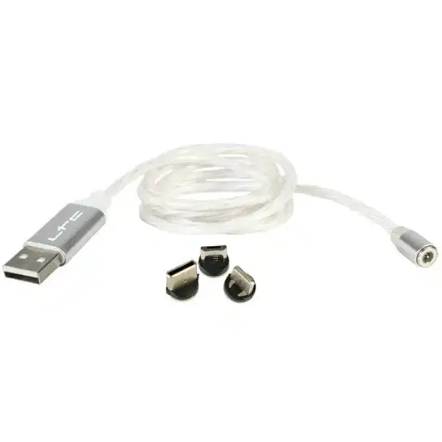 LTC Audio MAGIC-CABLE-RGB - 1m RGB Luminous Magnetic Charging Cable with 3 Prongs (iPhone, USB-C Micro-USB) (65-1098) 2