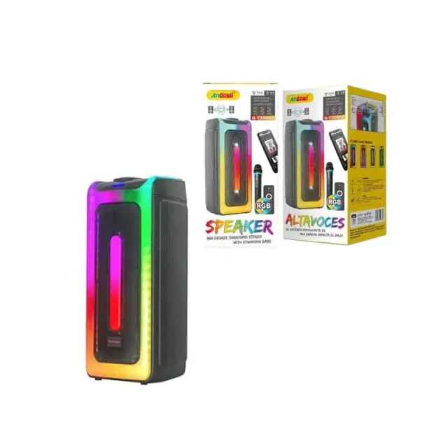 Andowl Ηχείο Subwoofer FM με Μικρόφωνο, Τηλεχειρισμό & Διακοσμητικό Φωτισμό LED RGB Q-YX9000 - Subwoofer 0751087