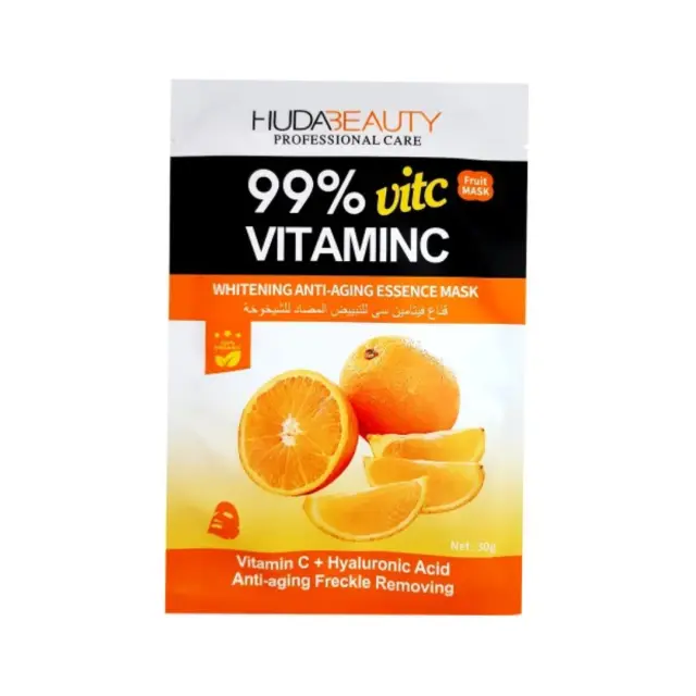Huda Beauty Whitening Anti-Aging Essence Mask 99% Vitamin C Λευκαντική Αντιρυτιδική Μάσκα Προσώπου με Βιταμίνη C 30g