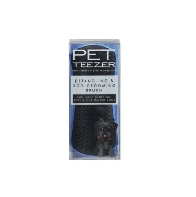 Pet Teezer Detangling & Dog Grooming Brush Μαύρη/Μπλέ Βούρτσα για Σκύλους Μικρού Μεγέθους για Διάφορα Μήκη Τρίχας, 1τμχ