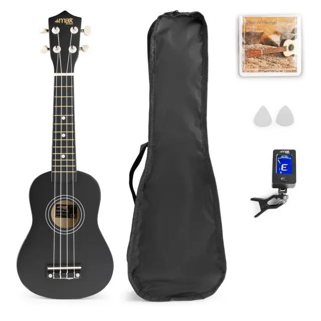 MAX UKEY BLACK SOPRANO 21" SET UKULELE