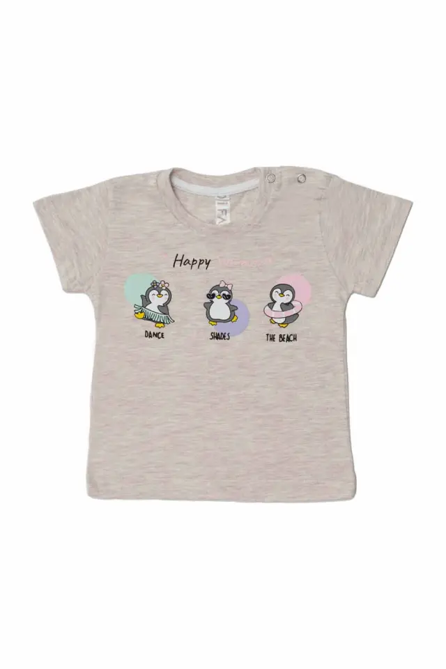 T-Shirt Baby Happy Summer Μπεζ