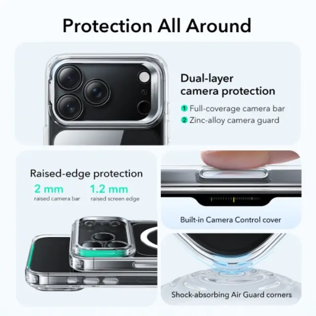 ESR - Classic Hybrid HaloLock Kickstand - iPhone 17 Pro Max - Clear 2