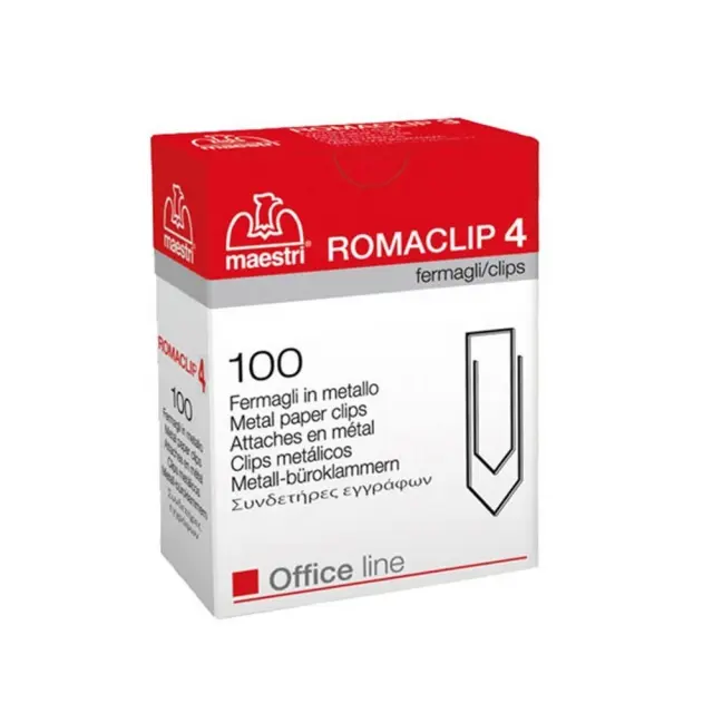Roma Clip Συνδετήρες Μεταλλικοί MAESTRI No 4 (Ασημί) (100 Τεμάχια) (ROM407414)