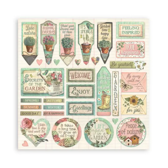 Χαρτιά scrapbooking 10τεμ, 20.3×20.3cm Stamperia, Garden 2