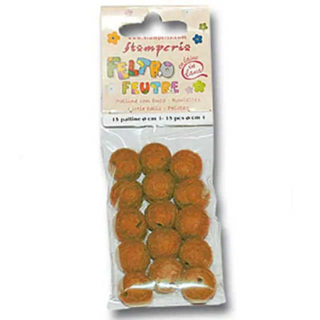 Χάντρες Felt Ø1cm - Orange - 15τεμ