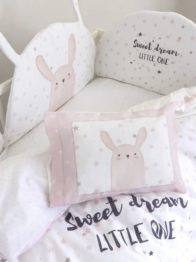 Κουβερλί Κούνιας 100x140 Nima Lovely Bunny Ροζ 100% βαμβακερό 2