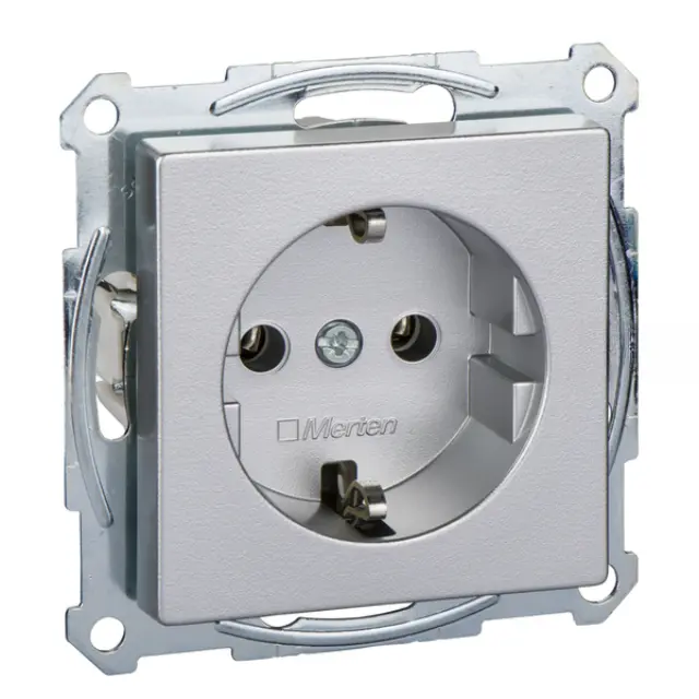 SCHUKO socket-outlet, screwless terminals, aluminium, System M