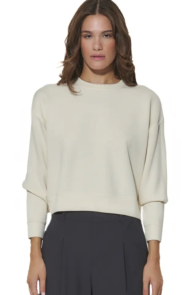 Body Action Modal Crop Sweatshirt White 061623-01-05A - M