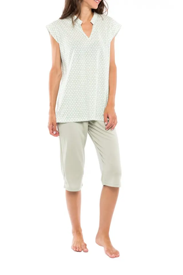 S1118 - Type - PYJAMA CAPRI GREEN GEOMETRIC - S 2