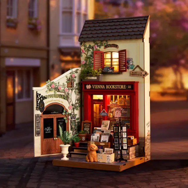 Robotime DIY Miniature House Vienna Bookstore DG183 2