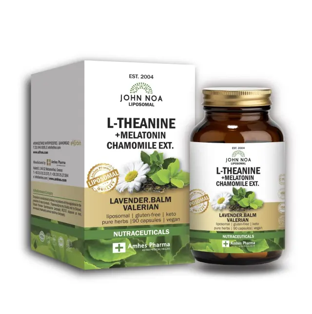 John Noa Liposomal L-Theanine + Melatonin Λιποσωμιακή L-Θεανίνη & Μελατονίνη Συμπλήρωμα Διατροφής για τον Ύπνο, 90caps