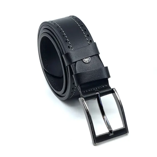 Μαύρη Δερμάτινη Ζώνη Full Grain 4 cm - 110cm 3