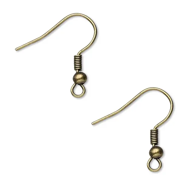 Σκουλαρίκια Brass Hook 19mm με Μπίλια 3mm & Σπείρα Antique Bronze - ~20τεμ