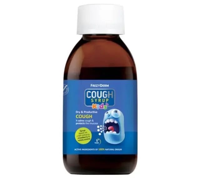 Frezyderm Cough Syrup Kids Σιρόπι για Παιδιά για Ξηρό και Παραγωγικό Βήχα χωρίς Γλουτένη Μέλι & Φράουλα 182gr