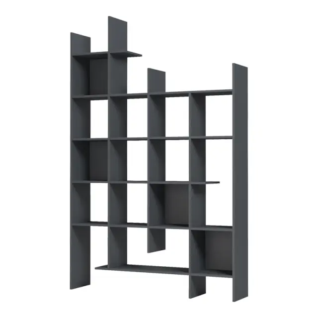 Βιβλιοθήκη Manco pakoworld ανθρακί 122x25.5x188εκ 3