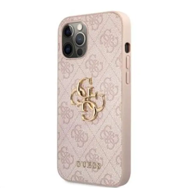 Guess PU 4G Metal Logo Case for iPhone 12/12 Pro Pink