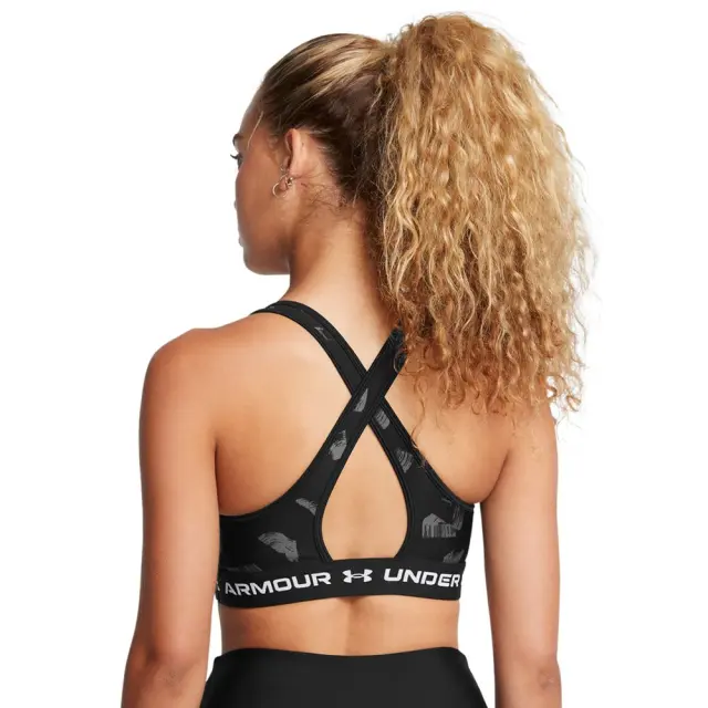 Under Armour Crossback Mid Print Bra (1361042-009) - Μαύρο-Γκρί 3