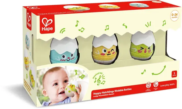 Hape Early Explorer Ξύλινη Κουδουνίστρα happy Hatchlings Wobble Rattles