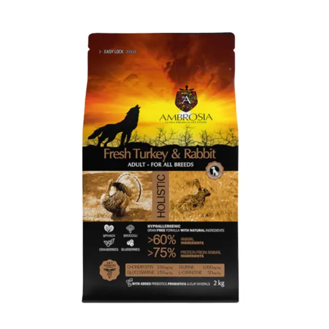 Ambrosia Grain Free Dog Adult Sensitive All Breeds Fresh Turkey & Rabbit 12kg
