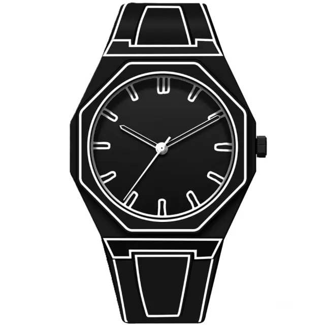 Ghetto 3D Style No-Name Polycarbonate Analog Quartz Watch Black