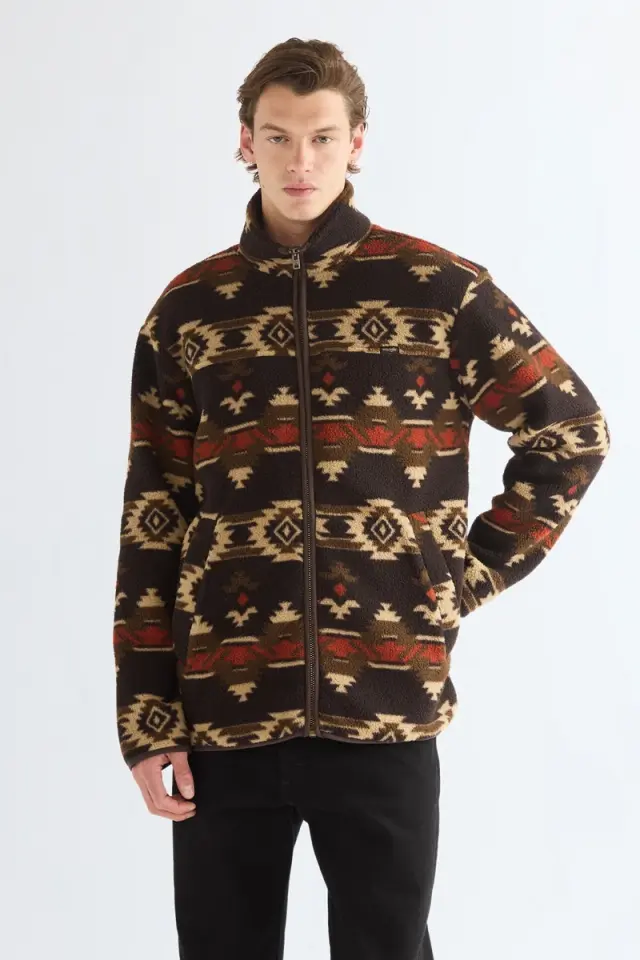 Wrangler Ανδρικό SHERPA FLEECE Μπουφάν 112386962 - Aztec Chocolate Torte - XL