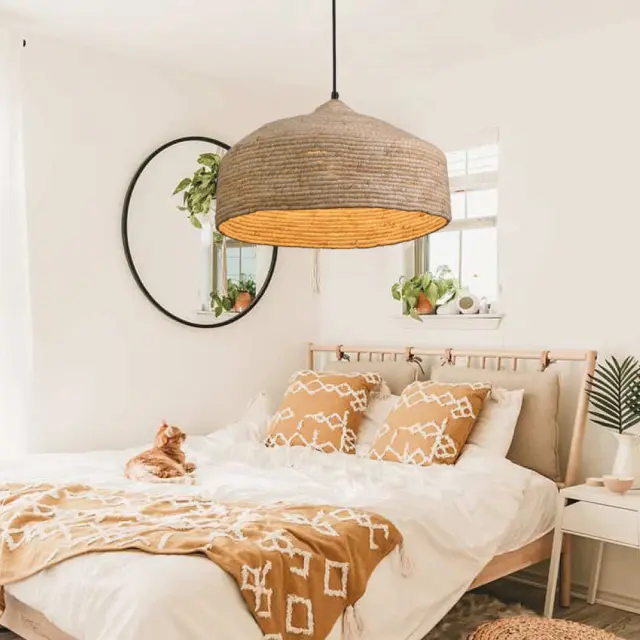 Inlight Κρεμαστό φωτιστικό με καπέλο απο σχοινί 1xE27 D:40cm (4058) 3
